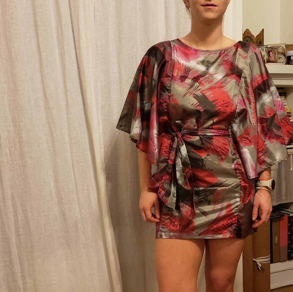 DIMRI Magenta and Grey Mini dress